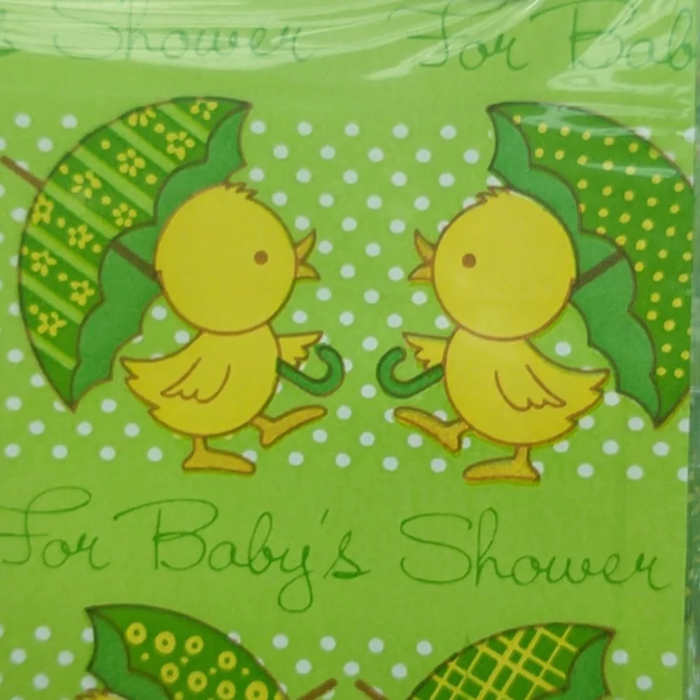 New in Plastic American Greetings Gift Wrap Baby Shower Duck Umbrella 4 Packs